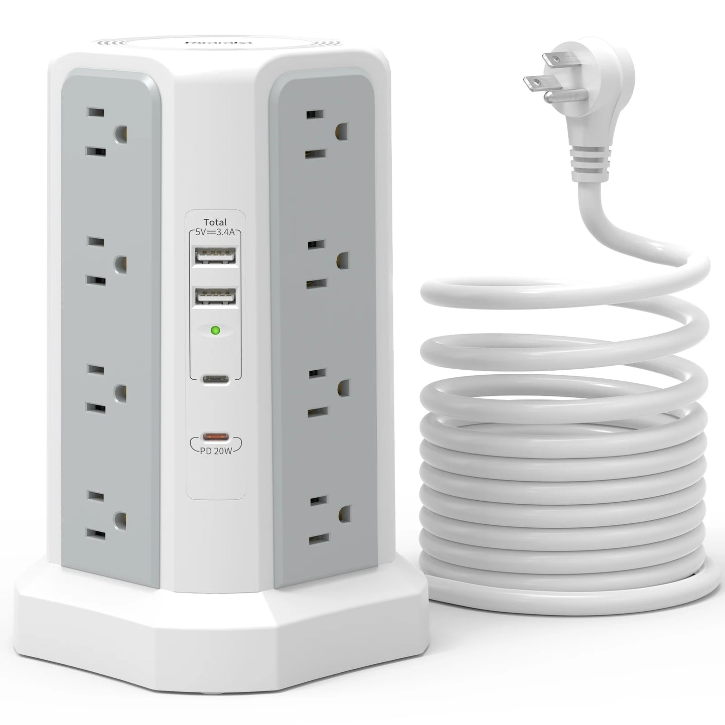 Extension tower power strip, suitable for office, home & school