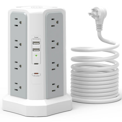 Extension tower power strip, suitable for office, home & school