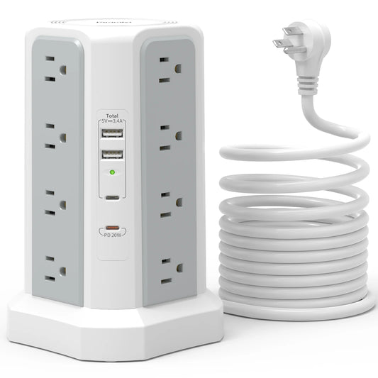 Extension tower power strip, suitable for office, home & school