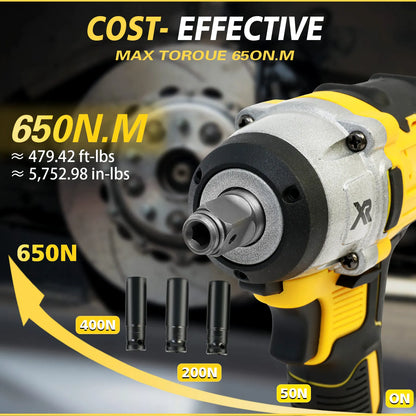 Cordless Impact Wrench 1/2" Torque 280 ft-lbs (380N.m)