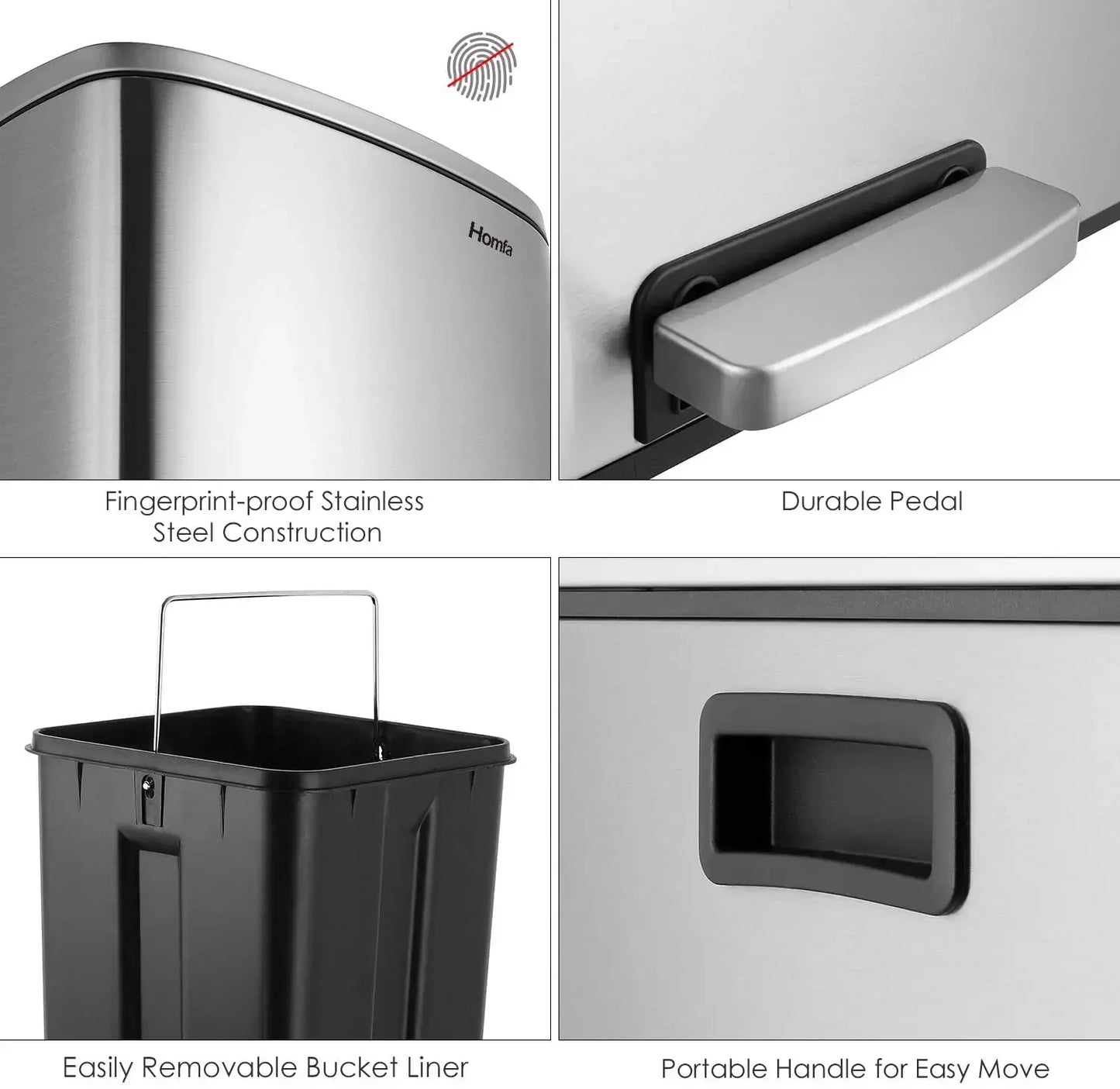 Dual Compartment Stainless Steel Recycling and Trash Can