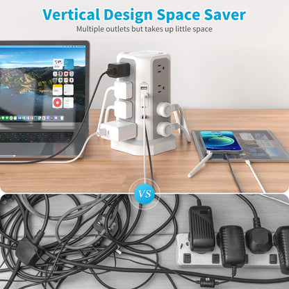 Extension tower power strip, suitable for office, home & school