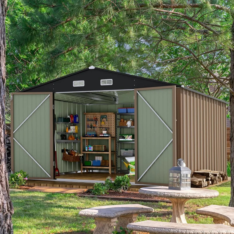 Large Metal Outdoor Garden Shed with Lockable Door,