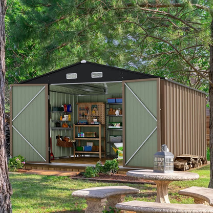 Large Metal Outdoor Garden Shed with Lockable Door,