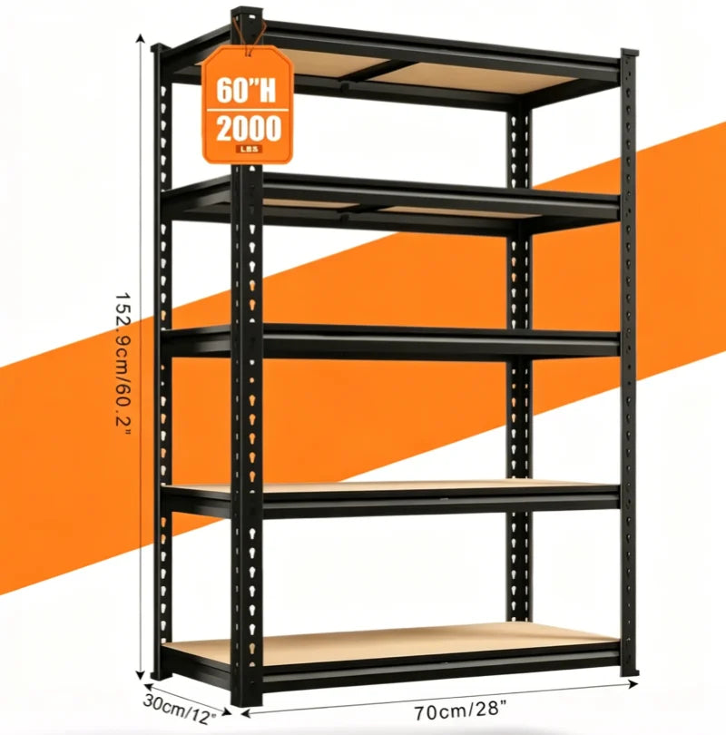 72" or 60"H Garage Storage 5-Tier, 2000LBS Capacity
