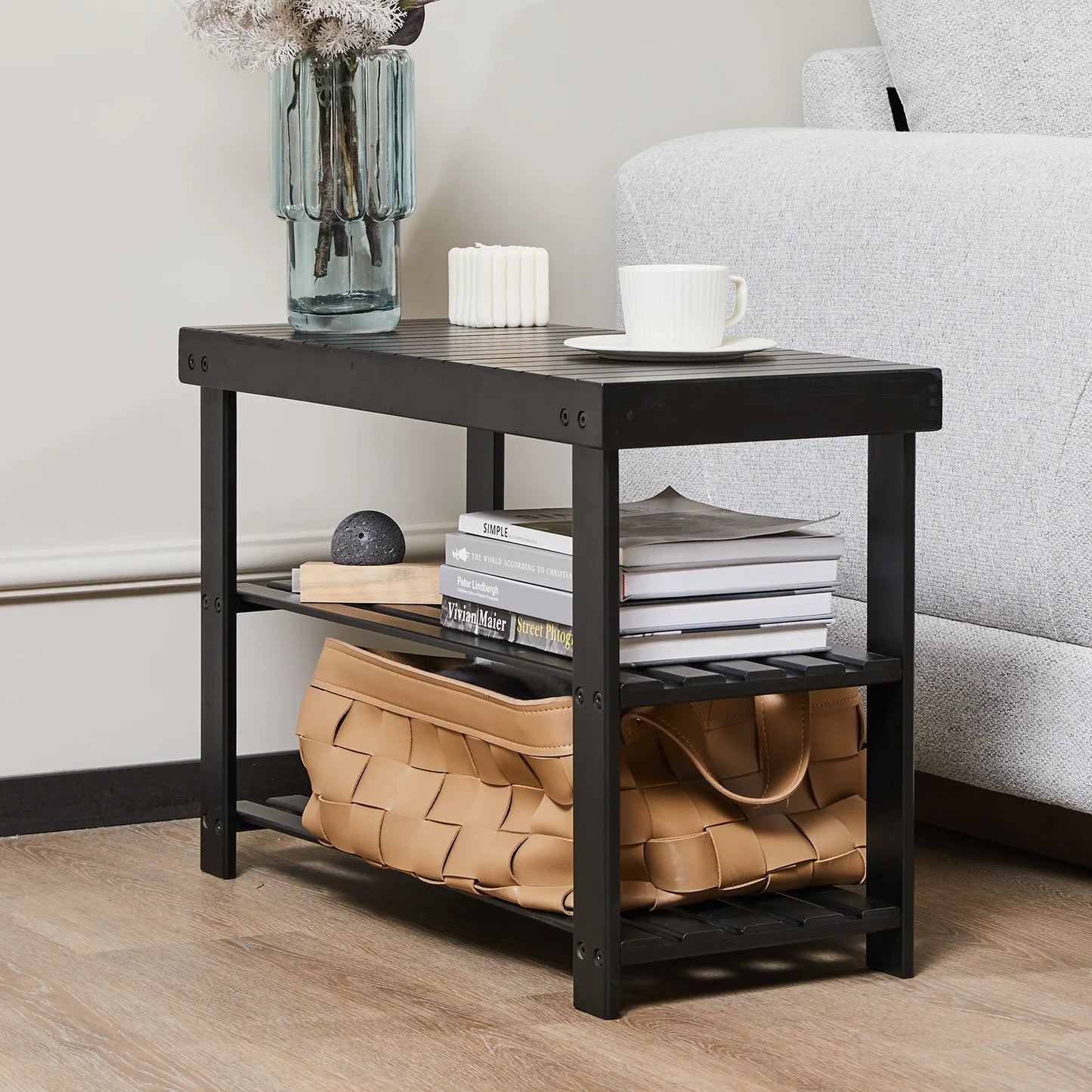 3-Tier Bamboo Entryway Bench w/Storage