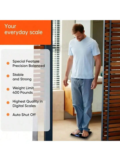 Body Fat Bathroom Scale with Tempered Glass 390 lbs Capacity