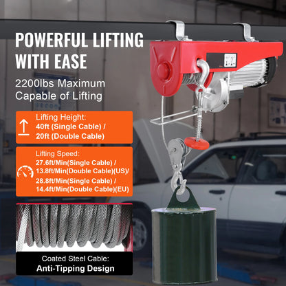 Electric Hoist Single/Double Slings with Wireless/Wired Control