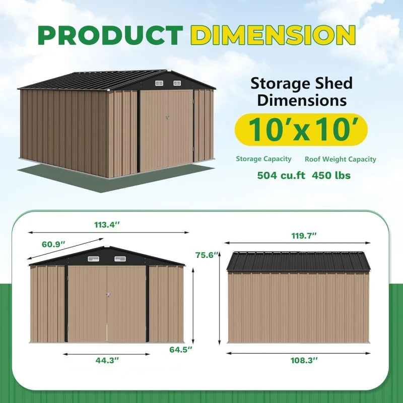 Large Metal Outdoor Garden Shed with Lockable Door,
