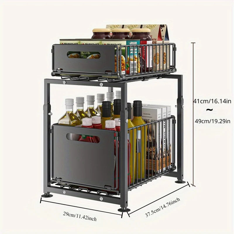 2 Tier Under Sink Slide Out Cabinet Organizer