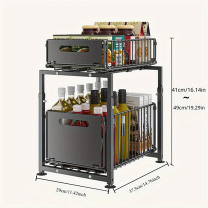 2 Tier Under Sink Slide Out Cabinet Organizer
