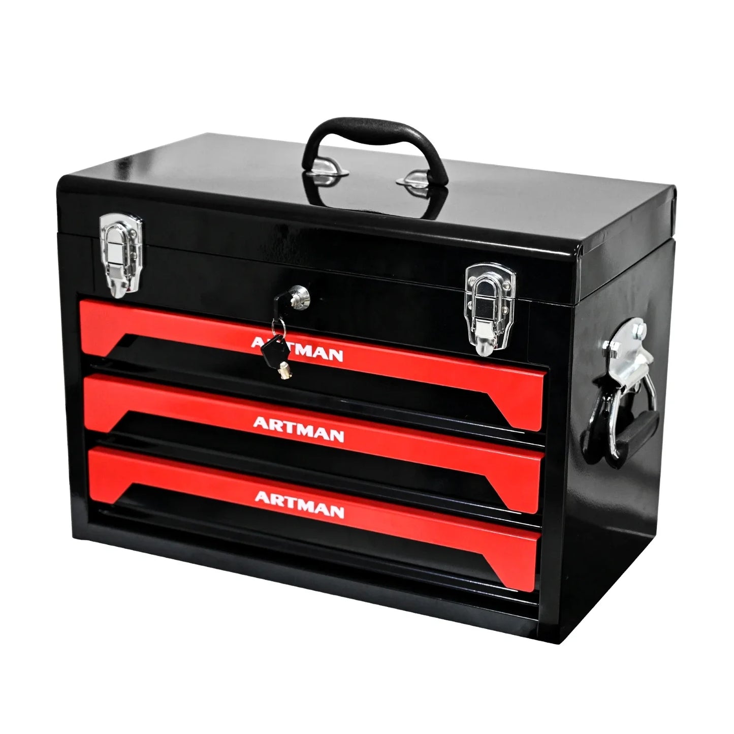 Portable 3 Drawer Tool Box, Liners & Lock