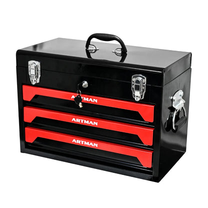 Portable 3 Drawer Tool Box, Liners & Lock