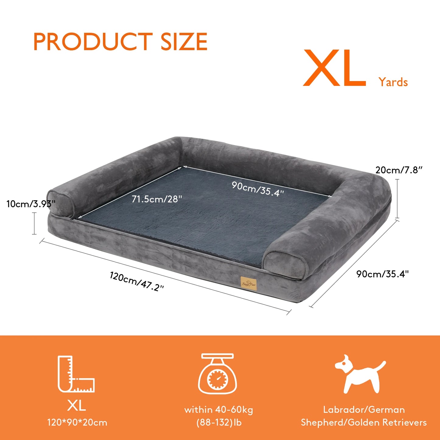 Dog Bed Extra Large Orthopedic with Removable Washable Cover
