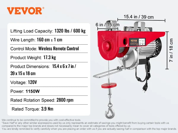 200-800kg Electric Hoist with Remote Control