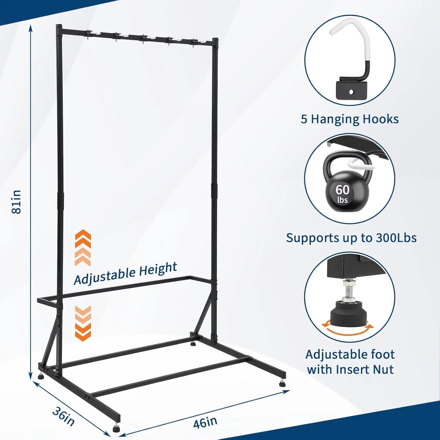 Freestanding 5 Bike Storage Rack. w/Adjustable Height