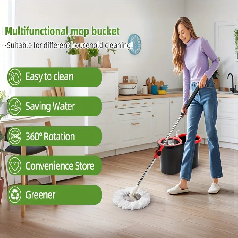 Heavy Duty Spin Mop/Bucket Set w/3 Mop Heads