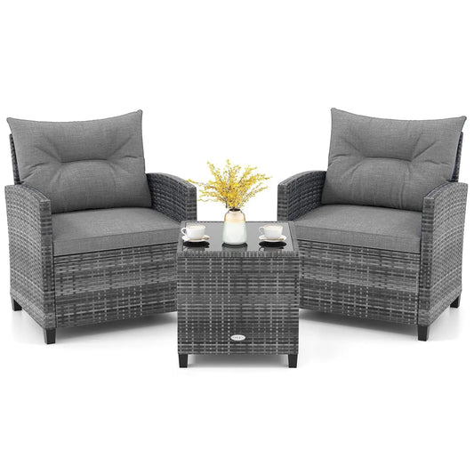 3 Piece Patio Furniture Set with Washable Cushions