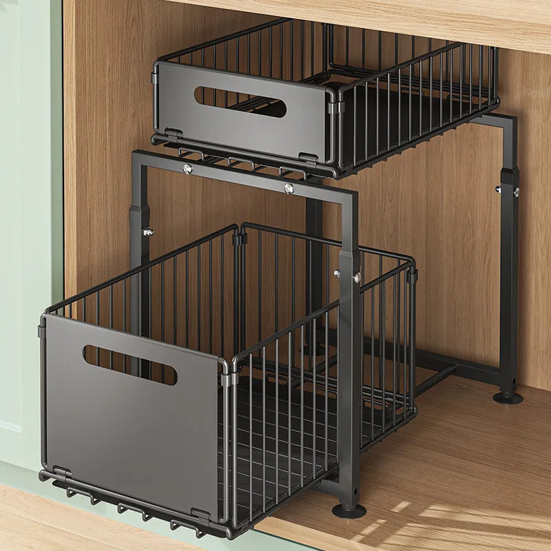 2 Tier Under Sink Slide Out Cabinet Organizer