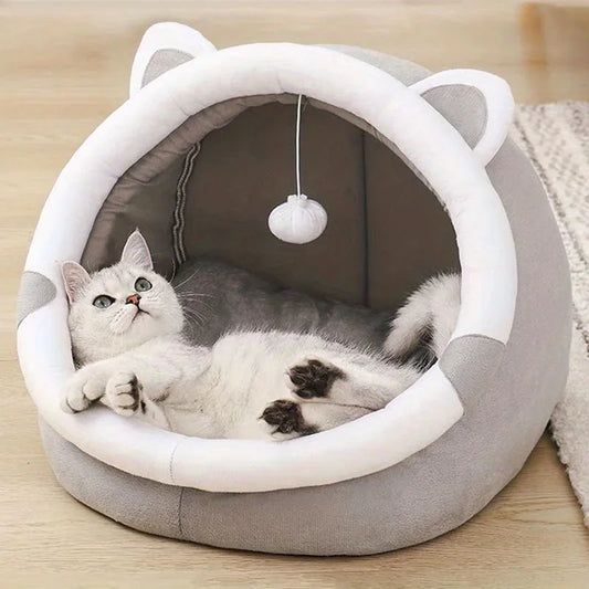 Modern Style Plush Cat Cave, with Removable Pad