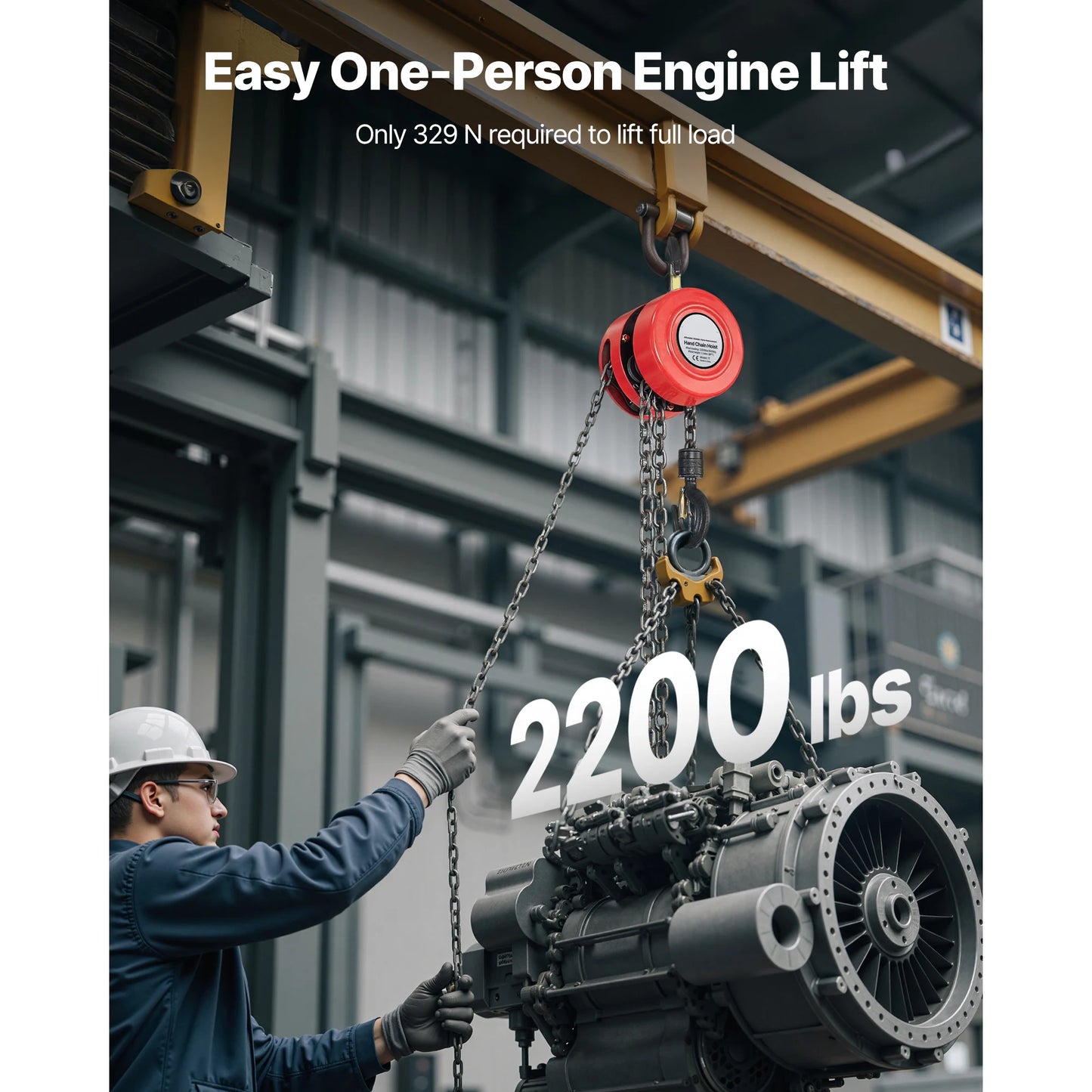1T Hand Chain Hoist with 20 ft Height