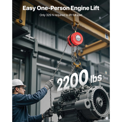 1T Hand Chain Hoist with 20 ft Height