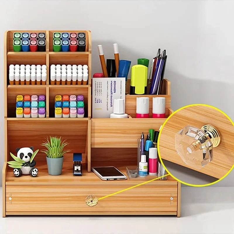 Wooden Organizer w/Drawer for Desktop