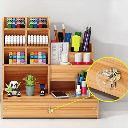 Wooden Organizer w/Drawer for Desktop