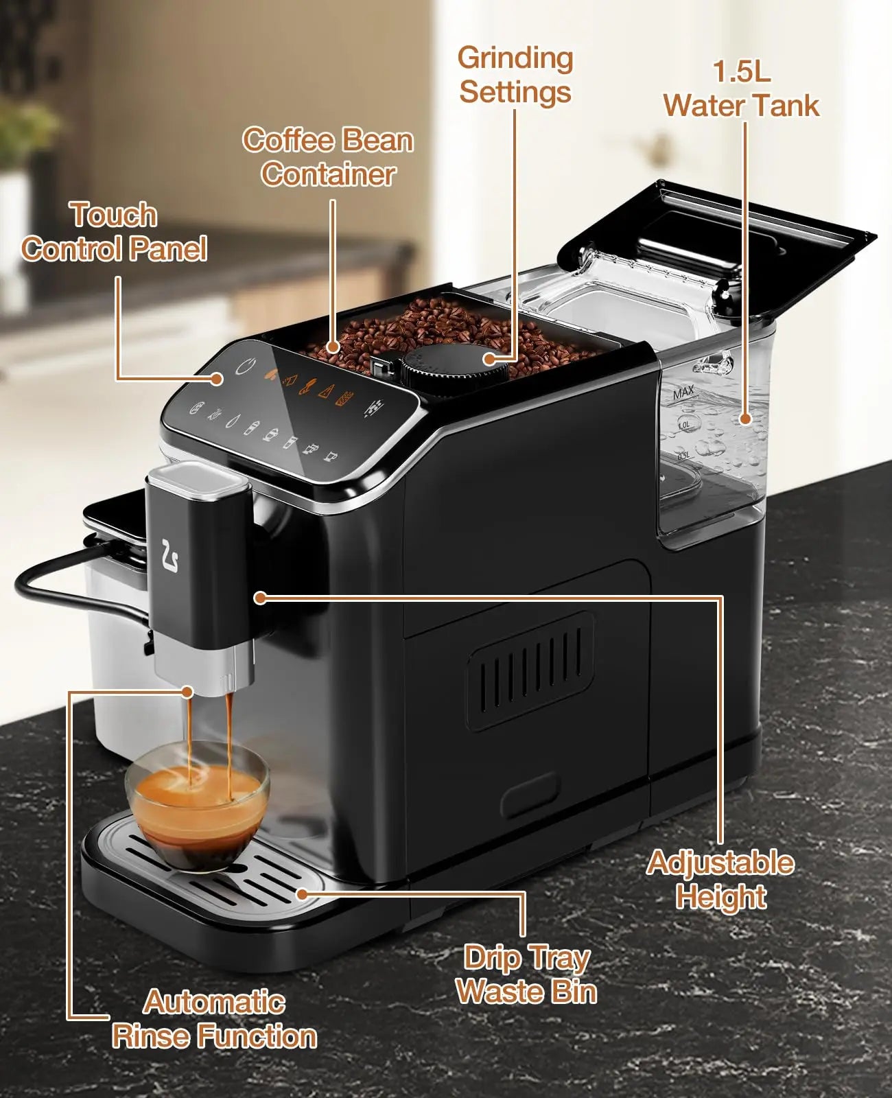 Fully Automatic Espresso Machine w/Grinder