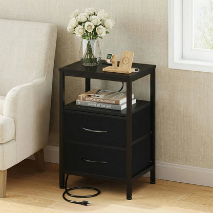 2 Drawer Night Stand with Open Shelf