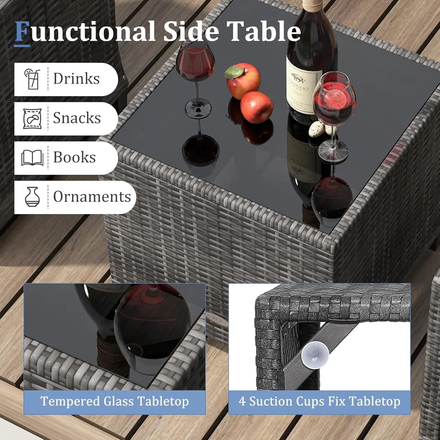 3 Piece Patio Furniture Set with Washable Cushions