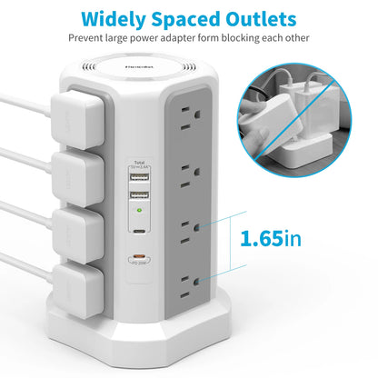 Extension tower power strip, suitable for office, home & school