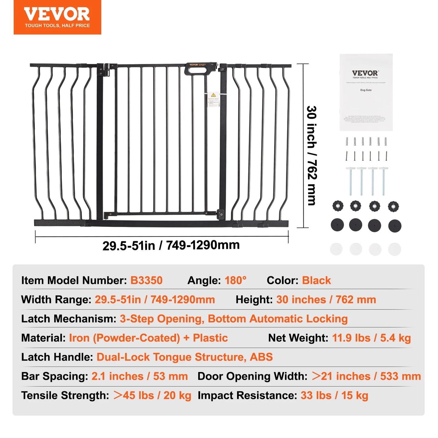 Dog Gate with Walk Thru Child Pet Security