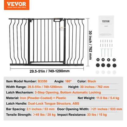 Dog Gate with Walk Thru Child Pet Security