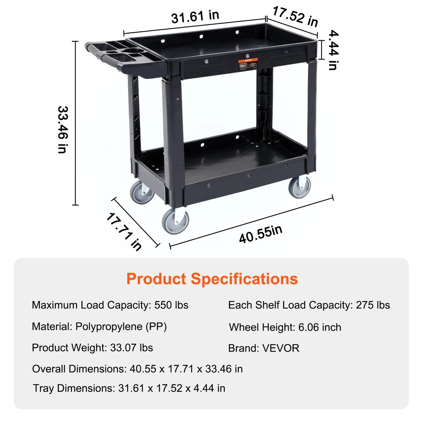 2 or 3 Shelf Utility Service Cart