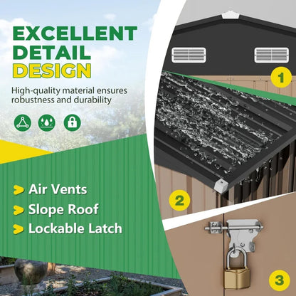 Large Metal Outdoor Garden Shed with Lockable Door,