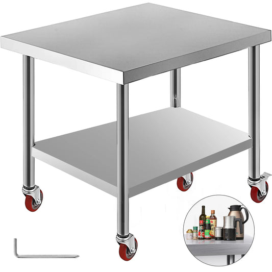 Stainless Steel Kitchen Work Table with Caster Wheels