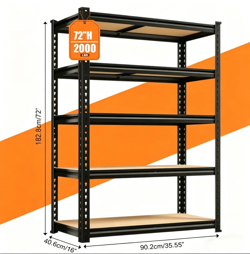72" or 60"H Garage Storage 5-Tier, 2000LBS Capacity