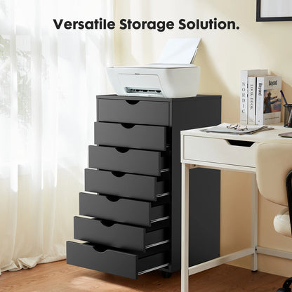 7 Drawer Nightstand Storage Cabinet w/ Wheels
