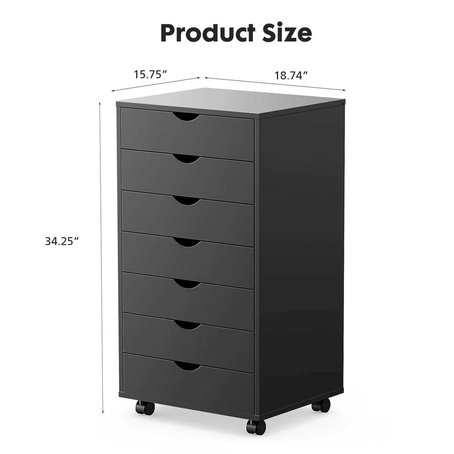 7 Drawer Nightstand Storage Cabinet w/ Wheels