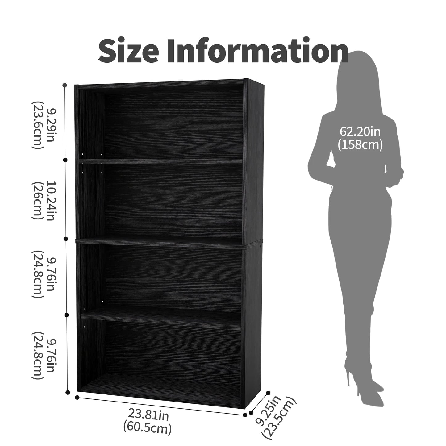 3-4 Tier Wooden Shelf Bookcase