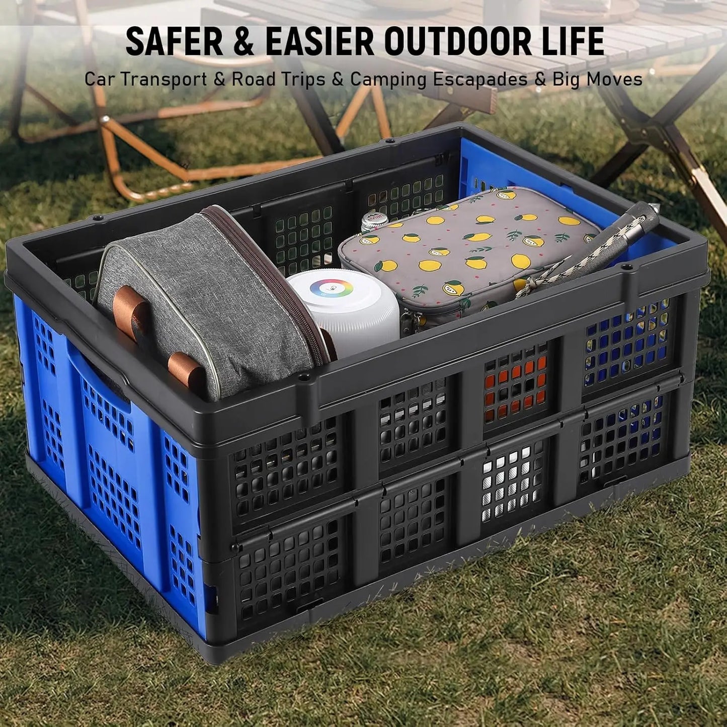 55L Heavy-Duty Collapsible Plastic Crate