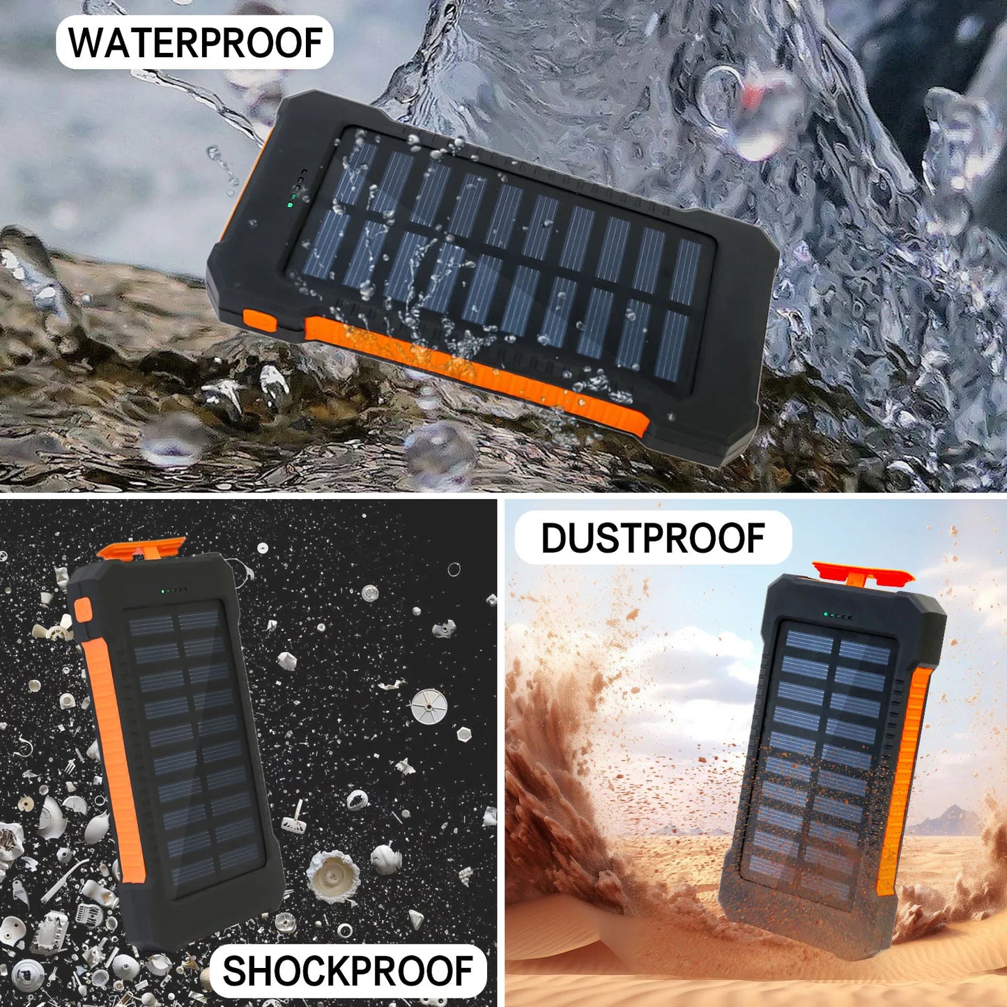 Solar Power Portable Outdoor Fast Charging Battery /Flashlight for Iphone & Android