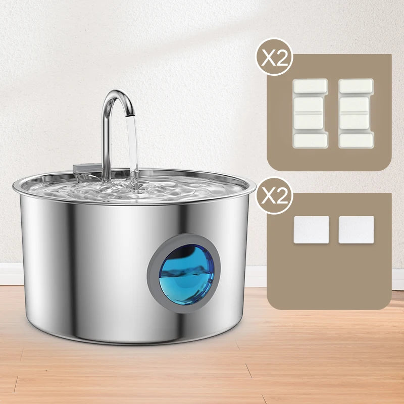 Stainless Steel Water Fountain for Dogs & Cats