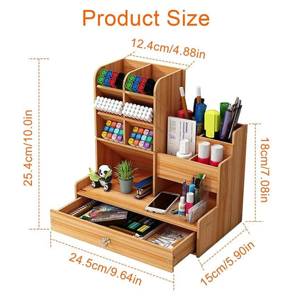Wooden Organizer w/Drawer for Desktop