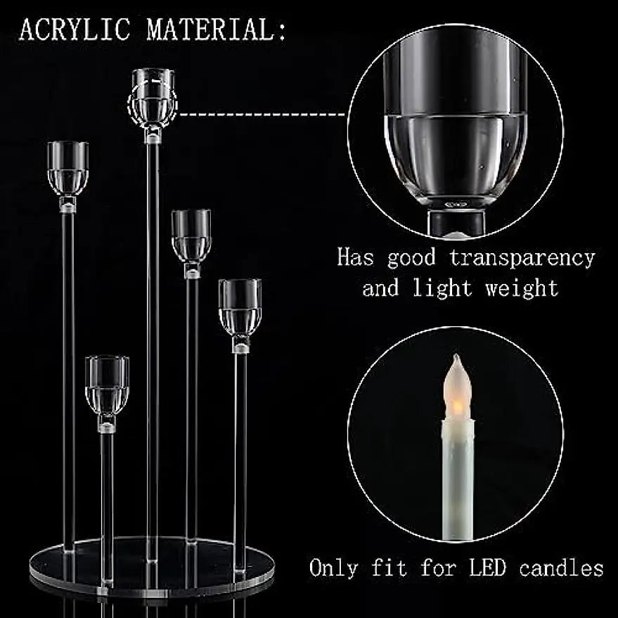 10pcs Acrylic 5 Arm Candle Holder