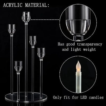 10pcs Acrylic 5 Arm Candle Holder