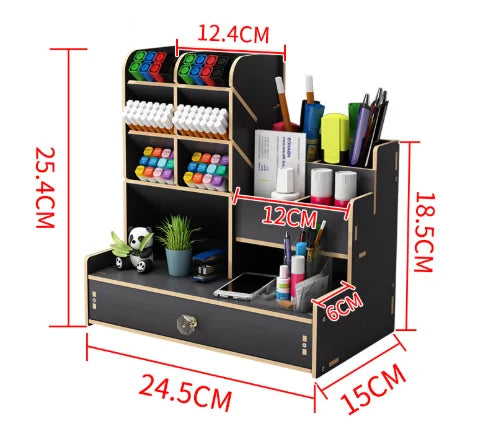 Wooden Organizer w/Drawer for Desktop