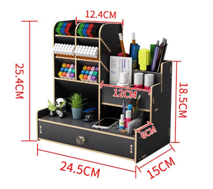 Wooden Organizer w/Drawer for Desktop