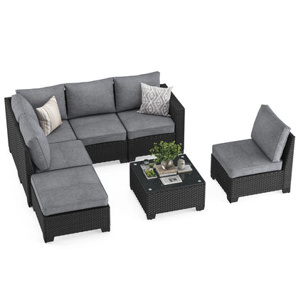 Patio Sectional Sofa Set, Outdoor Furniture with Ottoman